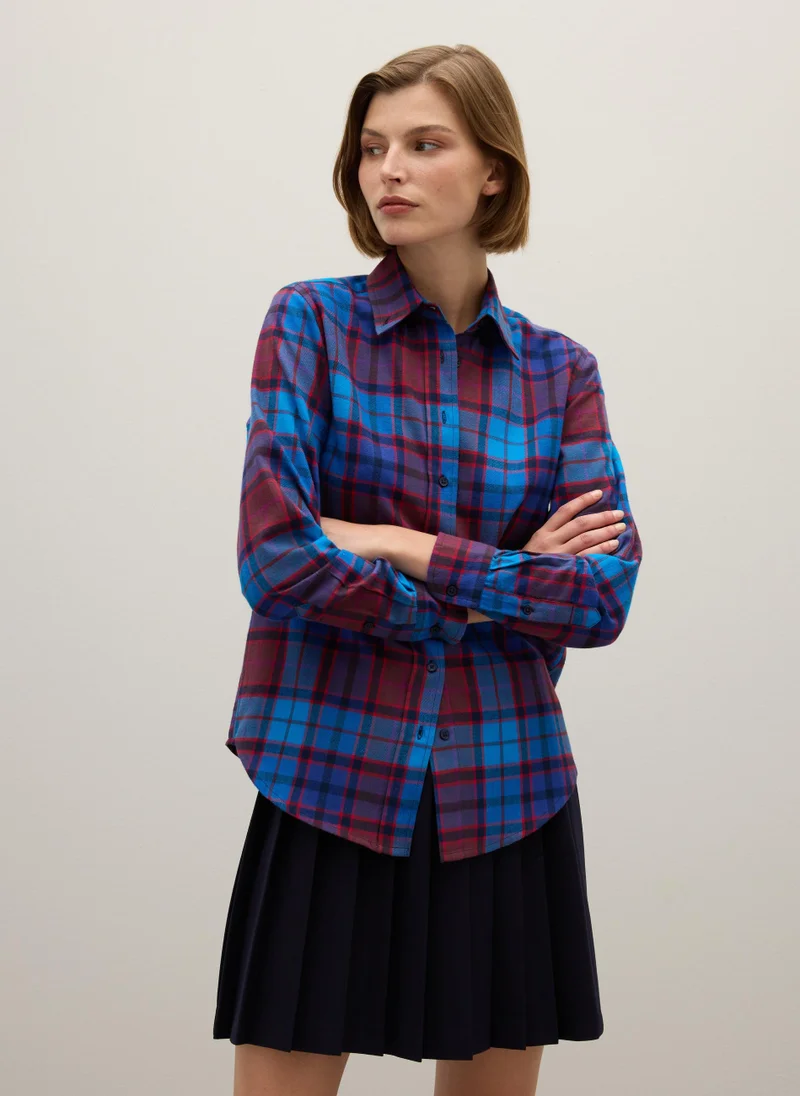 او في اس OVS Multicoloured Check Shirt In Pure Cotton Flannel